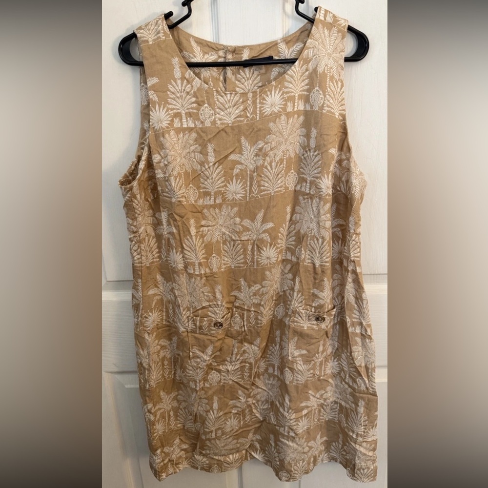 Tommy Hilfiger NWOT Women’s Sleeveless Beige Palm Tree Dress 16